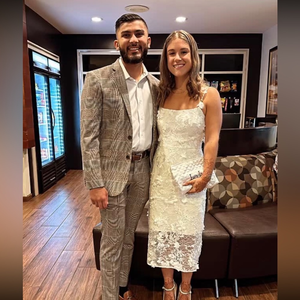 Women's Embellished-Strap Lace Sheath Dress